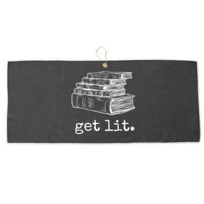 Get Lit With Books Funny Meme Gift For Book Lover, Reading TShirt Large Microfiber Waffle Golf Towel