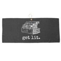 Get Lit With Books Funny Meme Gift For Book Lover, Reading TShirt Large Microfiber Waffle Golf Towel