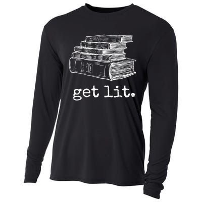 Get Lit With Books Funny Meme Gift For Book Lover, Reading TShirt Cooling Performance Long Sleeve Crew