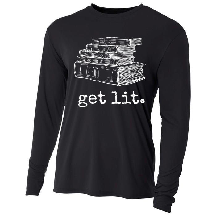 Get Lit With Books Funny Meme Gift For Book Lover, Reading TShirt Cooling Performance Long Sleeve Crew