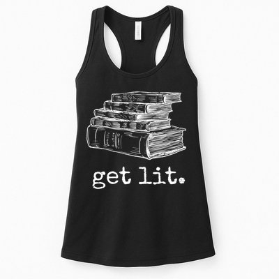 Get Lit With Books Funny Meme Gift For Book Lover, Reading TShirt Womens Tank Top