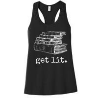 Get Lit With Books Funny Meme Gift For Book Lover, Reading TShirt Women's Racerback Tank