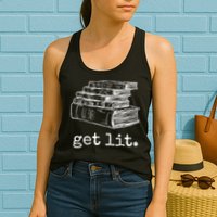 Get Lit With Books Funny Meme Gift For Book Lover, Reading TShirt Womens Tank Top