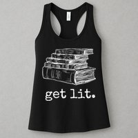 Get Lit With Books Funny Meme Gift For Book Lover, Reading TShirt Womens Tank Top