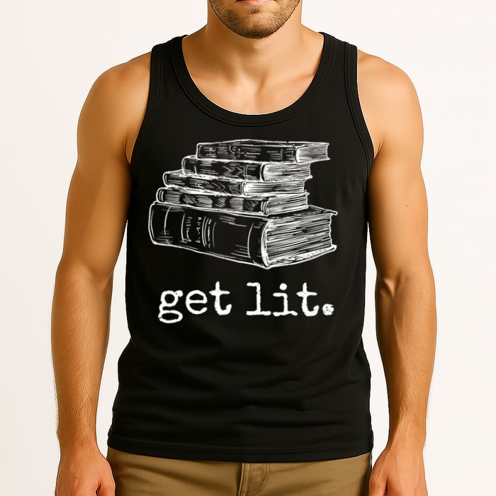Get Lit With Books Funny Meme Gift For Book Lover, Reading TShirt Tank Top