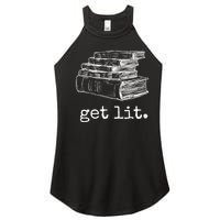 Get Lit With Books Funny Meme Gift For Book Lover, Reading TShirt Women's Perfect Tri Rocker Tank