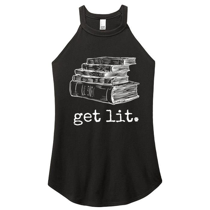 Get Lit With Books Funny Meme Gift For Book Lover, Reading TShirt Women's Perfect Tri Rocker Tank