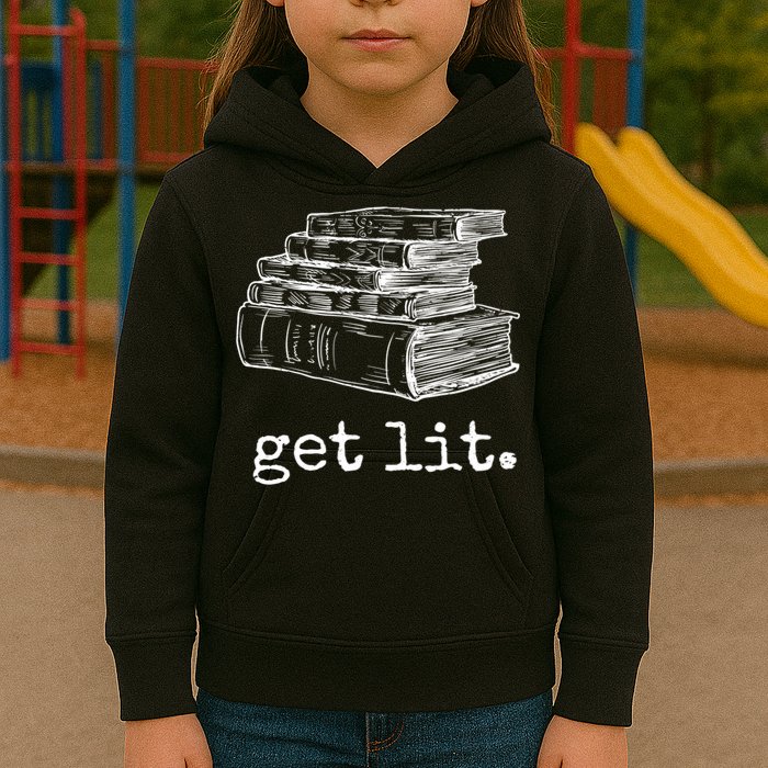 Get Lit With Books Funny Meme Gift For Book Lover, Reading TShirt Kids Hoodie