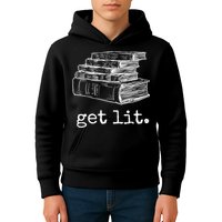 Get Lit With Books Funny Meme Gift For Book Lover, Reading TShirt Kids Hoodie