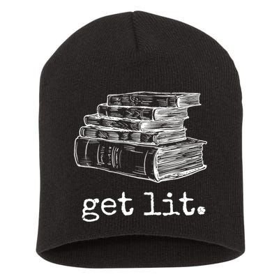 Get Lit With Books Funny Meme Gift For Book Lover, Reading TShirt Short Acrylic Beanie