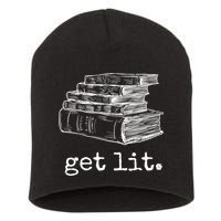 Get Lit With Books Funny Meme Gift For Book Lover, Reading TShirt Short Acrylic Beanie