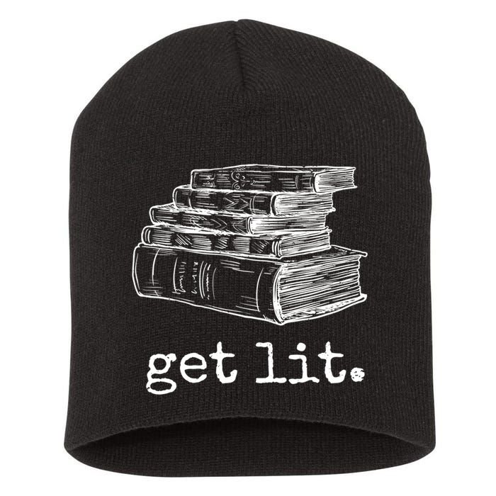 Get Lit With Books Funny Meme Gift For Book Lover, Reading TShirt Short Acrylic Beanie