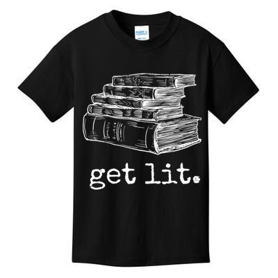 Get Lit With Books Funny Meme Gift For Book Lover, Reading TShirt Kids T-Shirt
