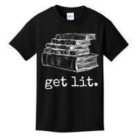 Get Lit With Books Funny Meme Gift For Book Lover, Reading TShirt Kids T-Shirt