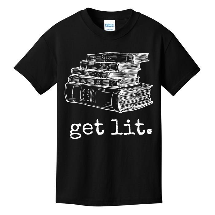 Get Lit With Books Funny Meme Gift For Book Lover, Reading TShirt Kids T-Shirt