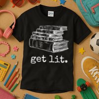 Get Lit With Books Funny Meme Gift For Book Lover, Reading TShirt Kids T-Shirt