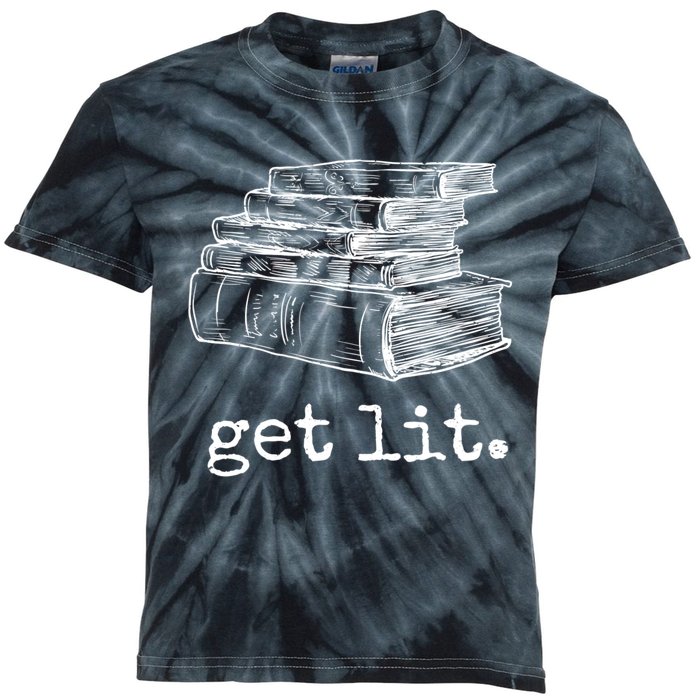 Get Lit With Books Funny Meme Gift For Book Lover, Reading TShirt Kids Tie-Dye T-Shirt