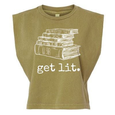 Get Lit With Books Funny Meme Gift For Book Lover, Reading TShirt Garment-Dyed Women's Muscle Tee