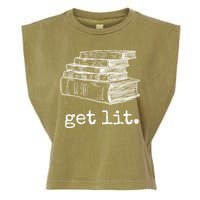 Get Lit With Books Funny Meme Gift For Book Lover, Reading TShirt Garment-Dyed Women's Muscle Tee