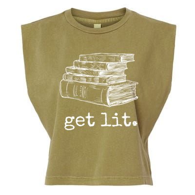 Get Lit With Books Funny Meme Gift For Book Lover, Reading TShirt Garment-Dyed Women's Muscle Tee