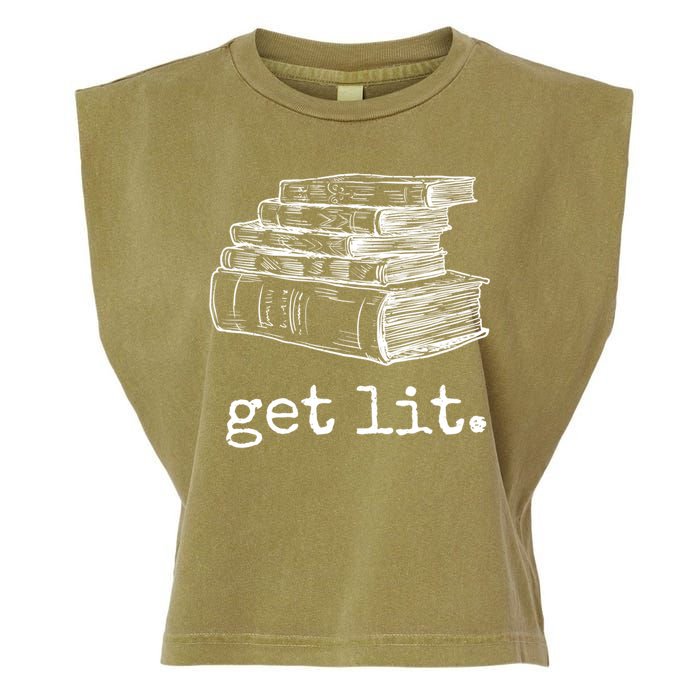 Get Lit With Books Funny Meme Gift For Book Lover, Reading TShirt Garment-Dyed Women's Muscle Tee