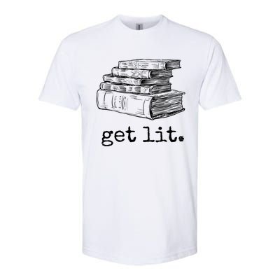 Get Lit With Books Funny Meme Gift For Book Lover, Reading TShirt Softstyle CVC T-Shirt