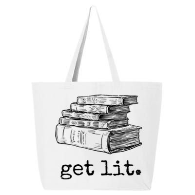 Get Lit With Books Funny Meme Gift For Book Lover, Reading TShirt 25L Jumbo Tote