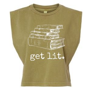 Get Lit With Books Funny Meme Gift For Book Lover Reading Garment-Dyed Women's Muscle Tee