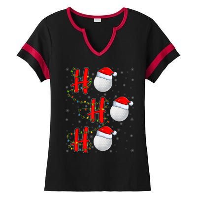 Golf Lighting Xmas Santa Ho Ho Ho Golf Christmas Ladies Halftime Notch Neck Tee