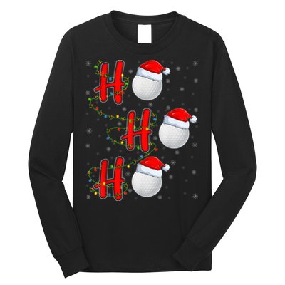 Golf Lighting Xmas Santa Ho Ho Ho Golf Christmas Long Sleeve Shirt