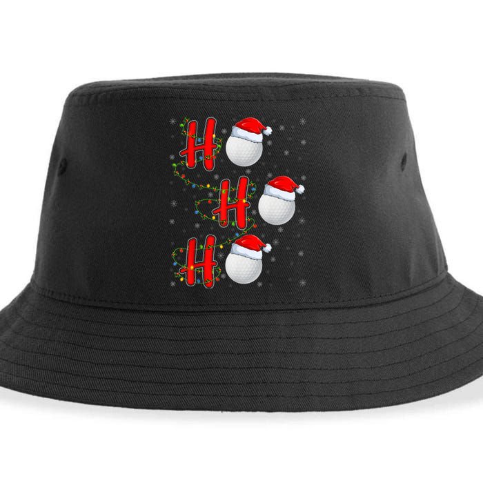 Golf Lighting Xmas Santa Ho Ho Ho Golf Christmas Sustainable Bucket Hat