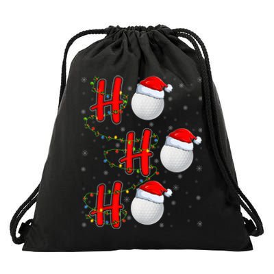 Golf Lighting Xmas Santa Ho Ho Ho Golf Christmas Drawstring Bag