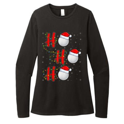 Golf Lighting Xmas Santa Ho Ho Ho Golf Christmas Womens CVC Long Sleeve Shirt