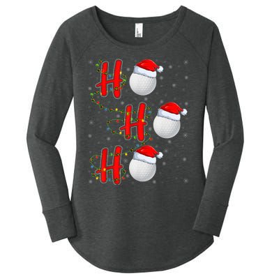 Golf Lighting Xmas Santa Ho Ho Ho Golf Christmas Women's Perfect Tri Tunic Long Sleeve Shirt