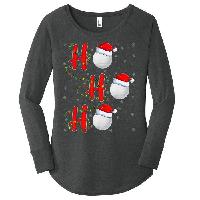 Golf Lighting Xmas Santa Ho Ho Ho Golf Christmas Women's Perfect Tri Tunic Long Sleeve Shirt