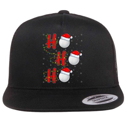 Golf Lighting Xmas Santa Ho Ho Ho Golf Christmas Flat Bill Trucker Hat