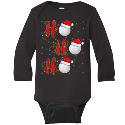 Golf Lighting Xmas Santa Ho Ho Ho Golf Christmas Baby Long Sleeve Bodysuit