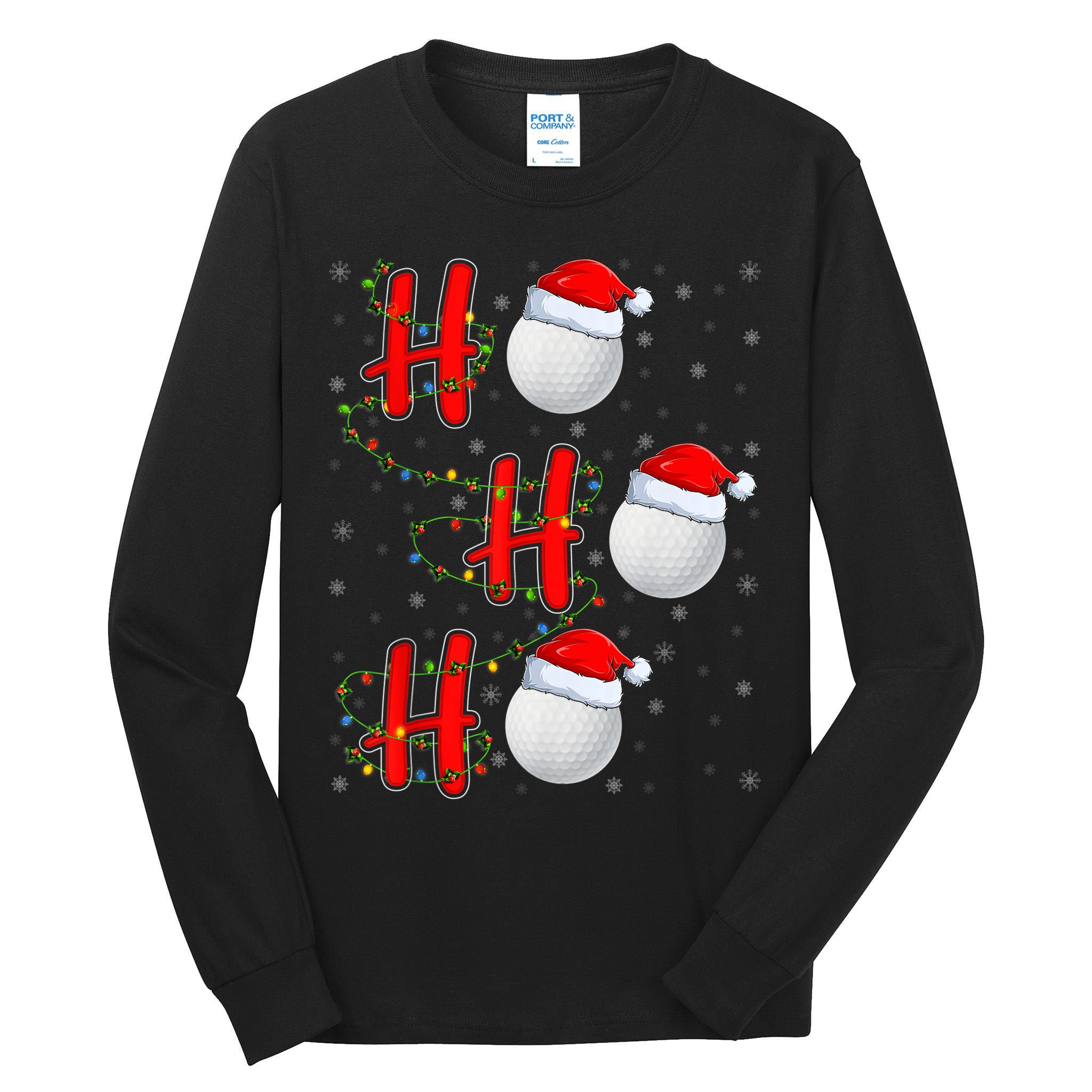 Golf Lighting Xmas Santa Ho Ho Ho Golf Christmas Tall Long Sleeve T-Shirt