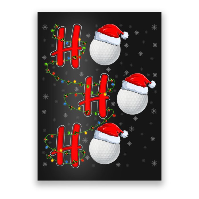 Golf Lighting Xmas Santa Ho Ho Ho Golf Christmas Poster