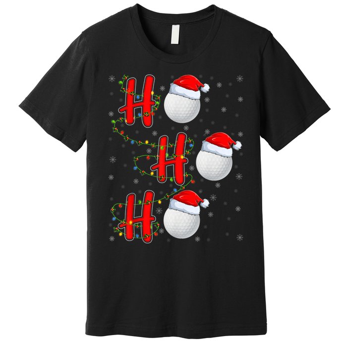 Golf Lighting Xmas Santa Ho Ho Ho Golf Christmas Premium T-Shirt