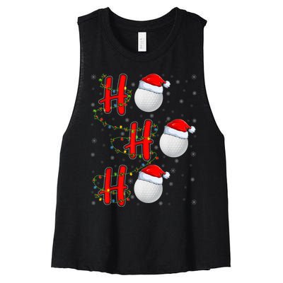 Golf Lighting Xmas Santa Ho Ho Ho Golf Christmas Women's Racerback Cropped Tank