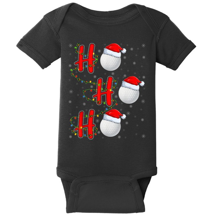 Golf Lighting Xmas Santa Ho Ho Ho Golf Christmas Baby Bodysuit