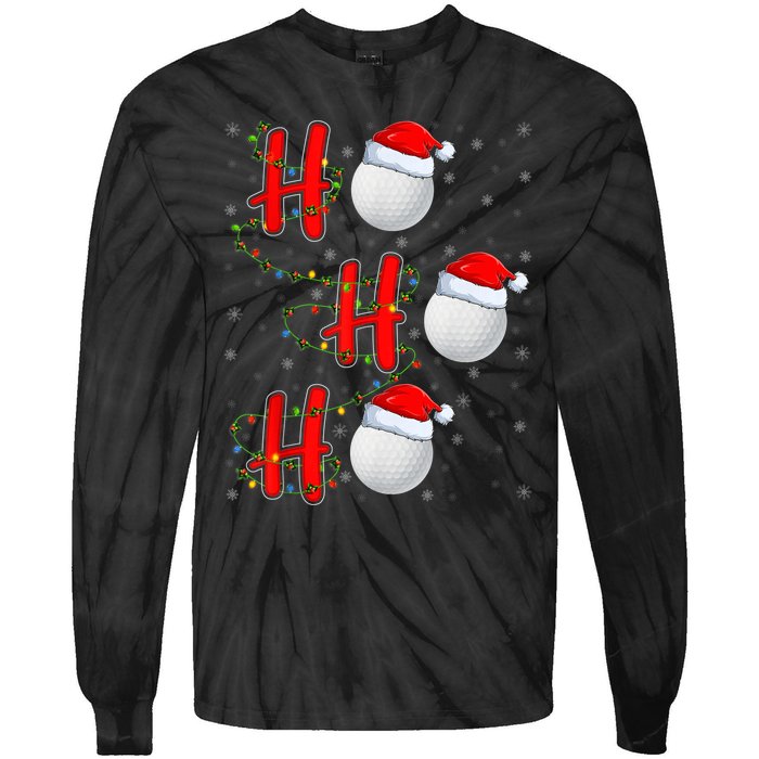 Golf Lighting Xmas Santa Ho Ho Ho Golf Christmas Tie-Dye Long Sleeve Shirt