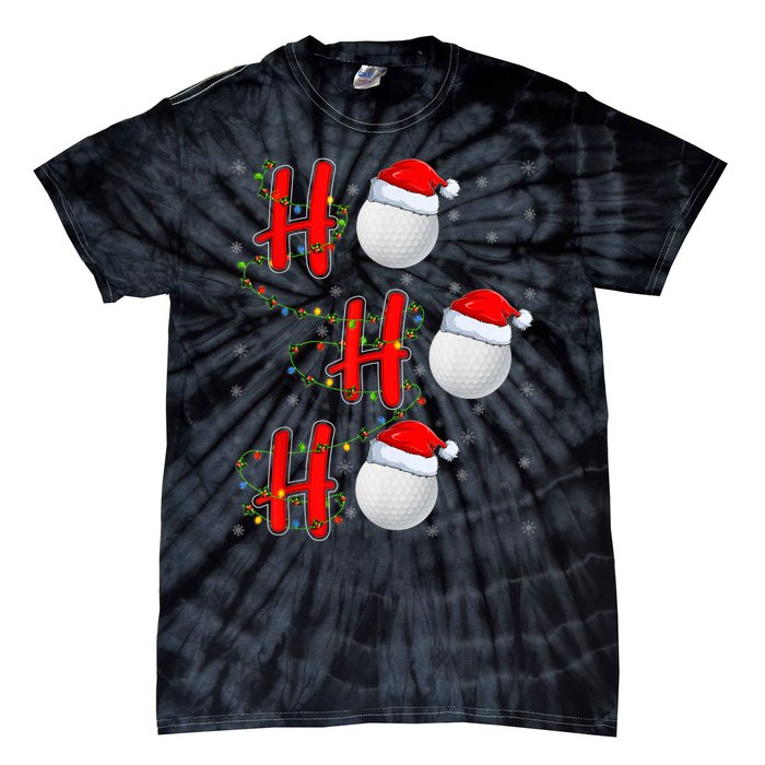 Golf Lighting Xmas Santa Ho Ho Ho Golf Christmas Tie-Dye T-Shirt