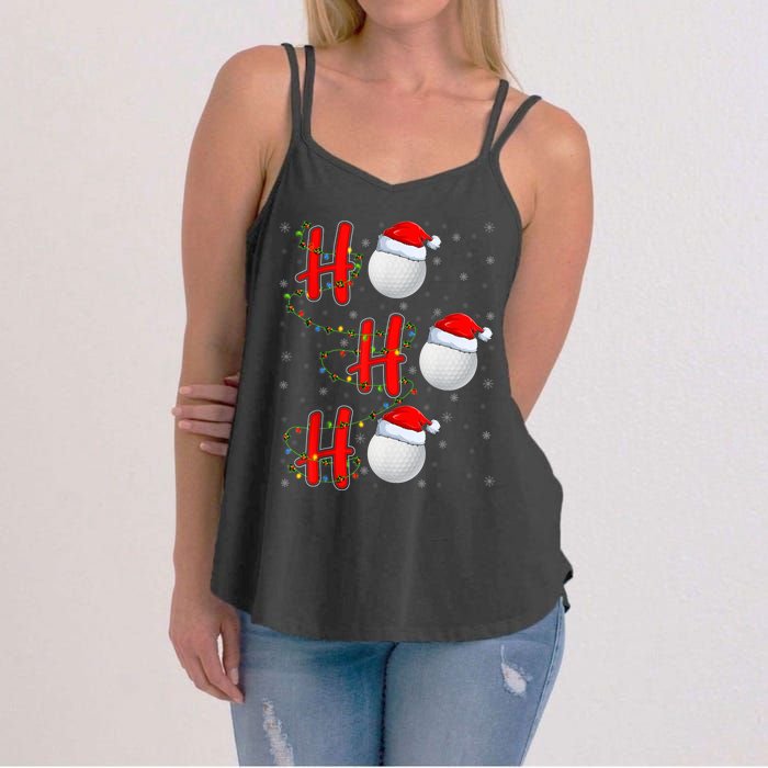 Golf Lighting Xmas Santa Ho Ho Ho Golf Christmas Women's Strappy Tank