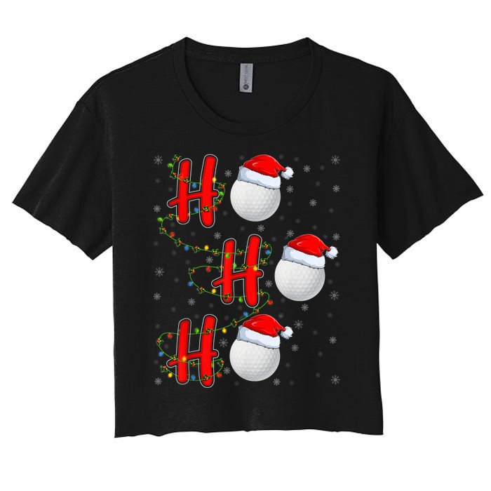 Golf Lighting Xmas Santa Ho Ho Ho Golf Christmas Women's Crop Top Tee