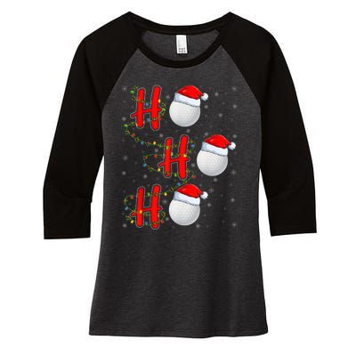 Golf Lighting Xmas Santa Ho Ho Ho Golf Christmas Women's Tri-Blend 3/4-Sleeve Raglan Shirt