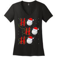 Golf Lighting Xmas Santa Ho Ho Ho Golf Christmas Women's V-Neck T-Shirt