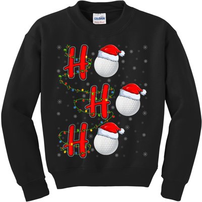 Golf Lighting Xmas Santa Ho Ho Ho Golf Christmas Kids Sweatshirt