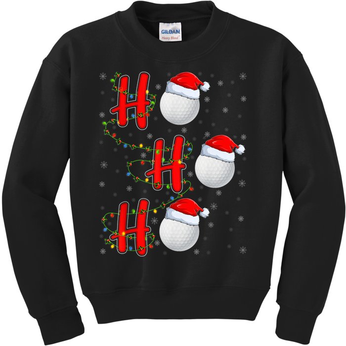 Golf Lighting Xmas Santa Ho Ho Ho Golf Christmas Kids Sweatshirt